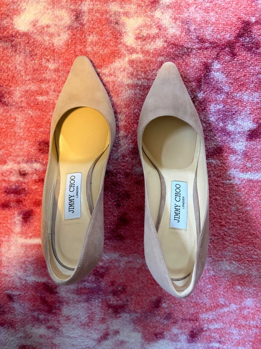 Jimmy Choo Beige Suede Pointed-Toe Heels
